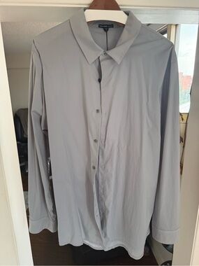 James Perse Los Angeles Slim Fit Stretch Poplin Shirt Gray Size 4 $535 USD